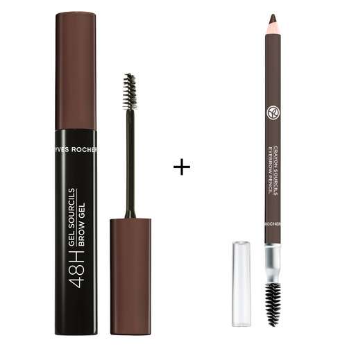 Coffret Sourcils Gel 48H Châtain 4ML & Crayon Cendré 1G